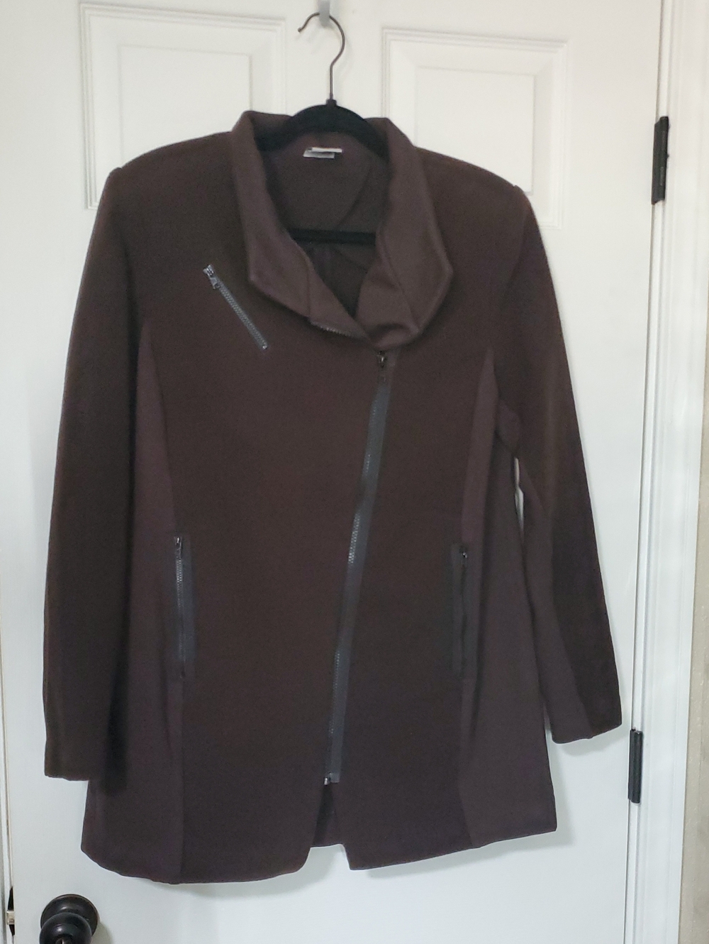 CAbi Chocolate Brown Trench Coat with Asymmetric Zip